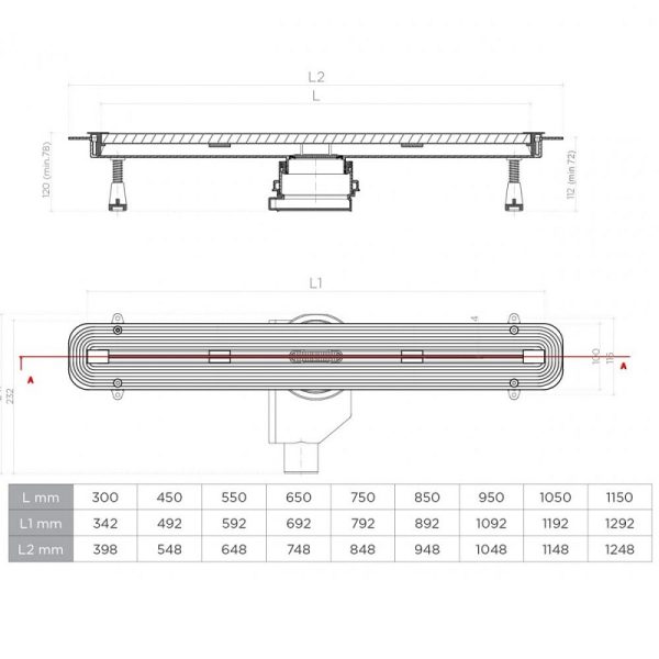 Душевой лоток Pestan Confluo Slim Line 750+ (13100028)