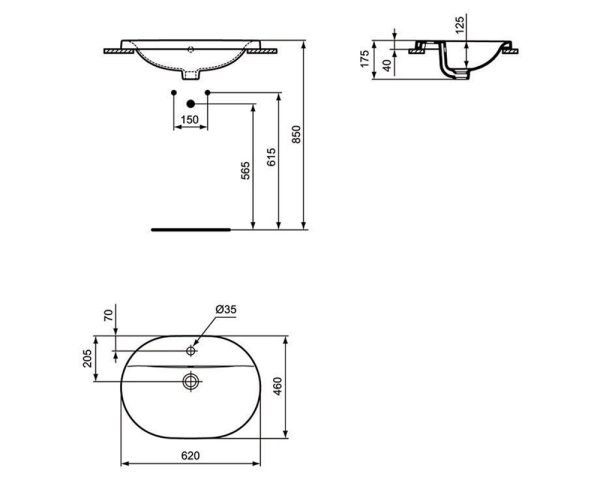 Раковина встраиваемая Ideal Standard Connect 620х460 (E504001)