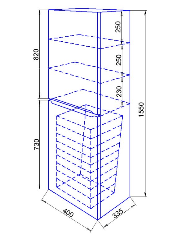 Пенал Loranto Арфа 40 правый, 400×1550×330 мм, с бельевой корзиной и подсветкой (CS00046159)