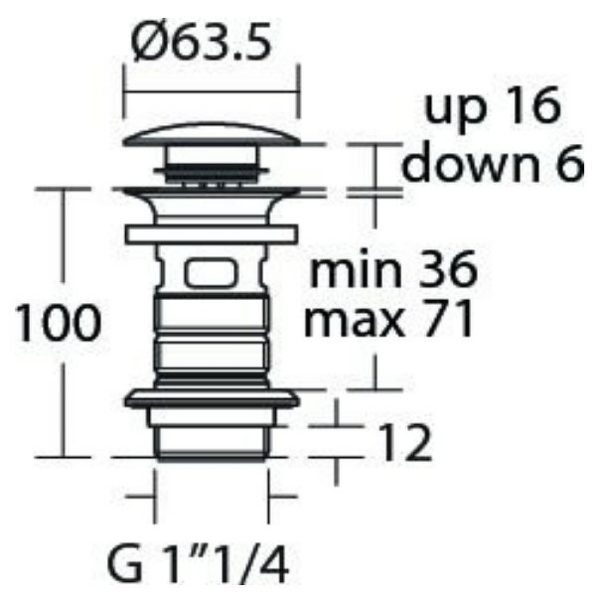 Донный клапан Ideal Standard нажимной Click-Clack, черный шелк (E1482XG)