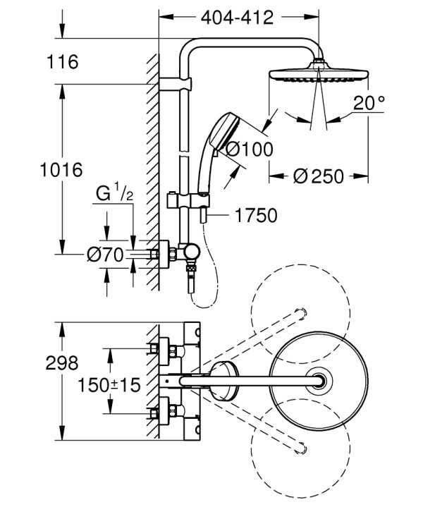 Душевая колонна Grohe Tempesta Cosmopolitan System 250 (26670000)