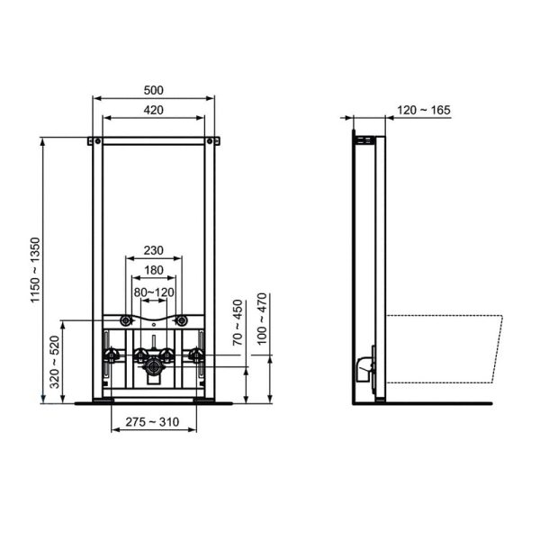 Рама для монтажа подвесного биде Ideal Standard PROSYS