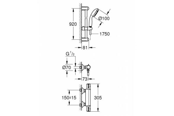 Смеситель для душа Grohe Grohtherm 800 с термостатом Хром (34566001)