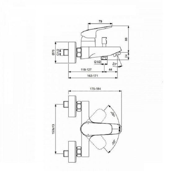 Ideal Standard CERAFLEX Набор 3-в-1 Смесители и душевой гарнитур