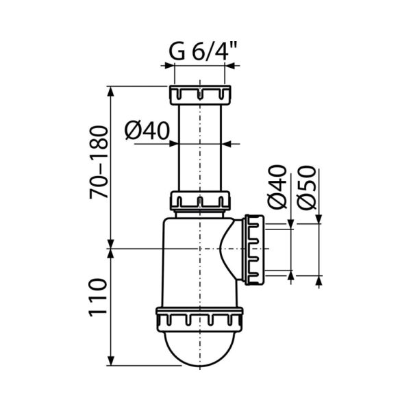 Сифон для мойки Alcadrain с накидной гайкой 6/4" (AG210722154)