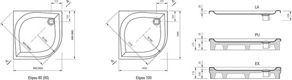 Душевой поддон Ravak ELIPSO-90 LA белый