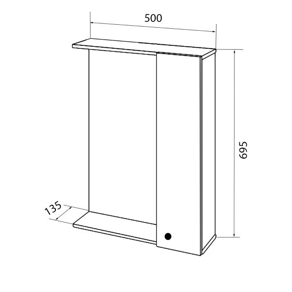 Loranto Моника Зеркало-шкаф 50 без светильника, правостороннее, 500х695х135