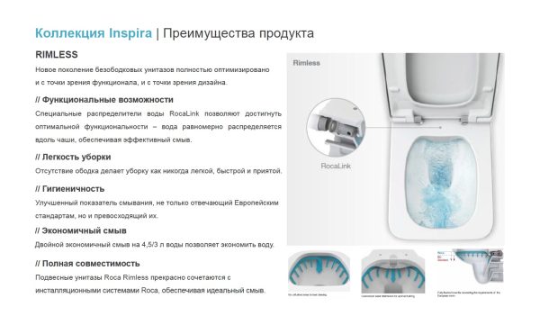 Унитаз подвесной Roca Inspira безободковый, квадратный, белый (7.3465.3.700.0)