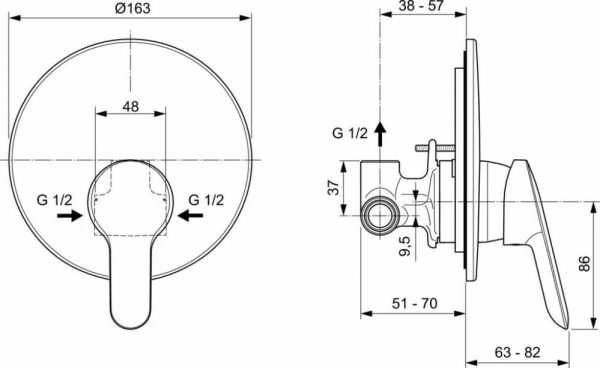 Гигиенический душ со смесителем Ideal Standard Idealspray скрытый монтаж (BD125AA)