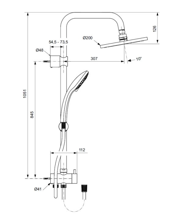 Душевая колонна Ideal Standard IdealRain Eco A6281AA с настенным смесителем