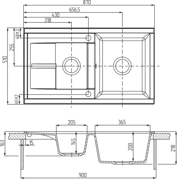 Кухонная мойка AQUATON Делия 87, двойная, цвет жемчуг (1A716232DE240)