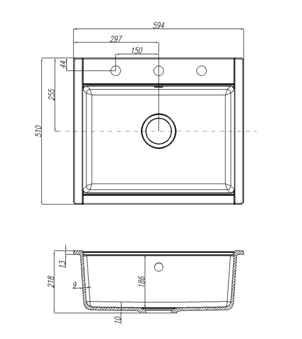 Кухонная мойка AQUATON Делия 60, серая (1A715232LD230)