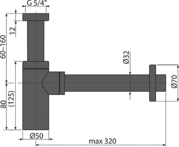 Сифон для раковины Alcadrain DN32 DESIGN круглый, черный матовый (A400BLACK)