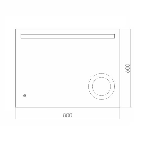 Зеркало AZARIO Лайт 800х600, LED-подсветка с диммером, сенсорный выключатель (ФР-00001377)