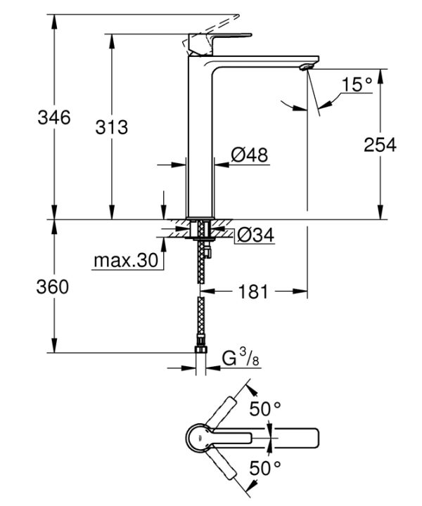 Смеситель для свободностоящей раковины GROHE Lineare New, хром (23405001)