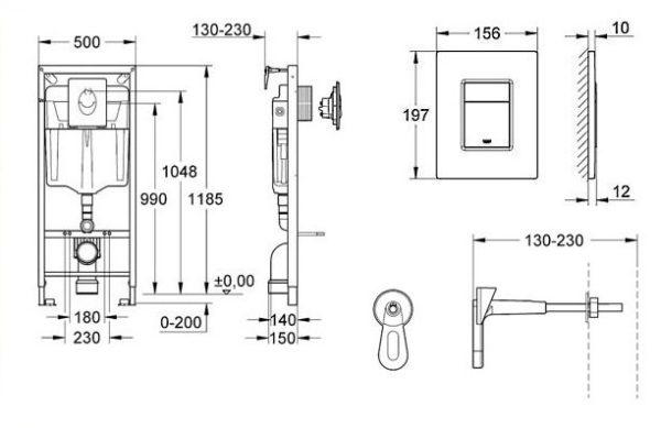 Сет 3 в 1 инсталляция Grohe Rapid SL с клавишей смыва + подвесной унитаз Azario Grado с быстросъемн