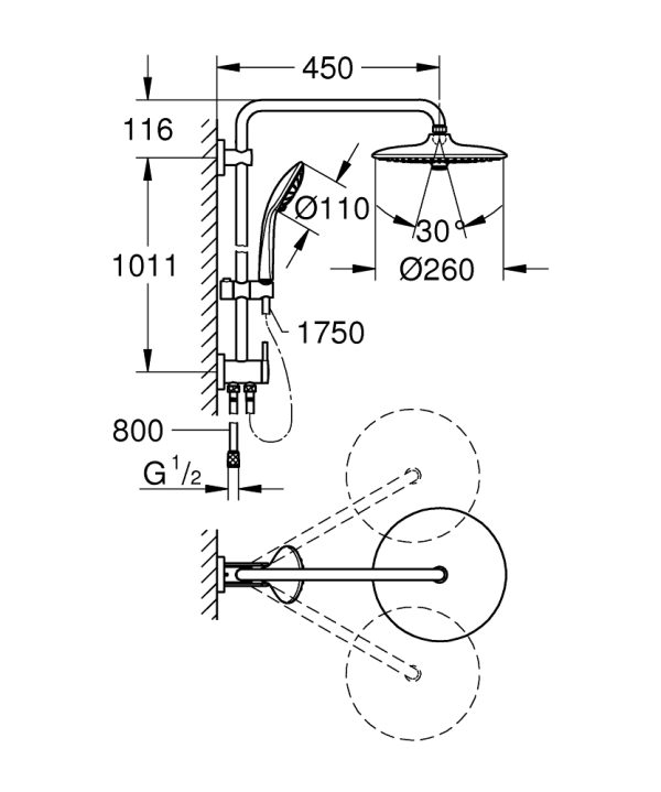 Душевая колонна Grohe Euphoria System Хром (27421002)