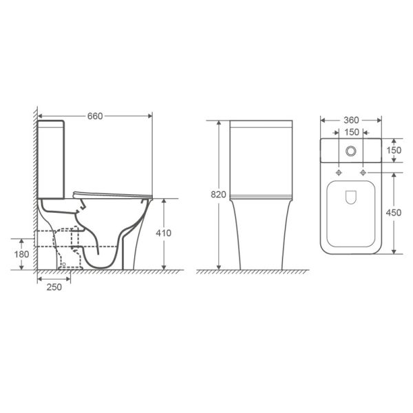 Унитаз-компакт Azario AVERO 660x360х820 напольный, безободковый со смывным механизмом Geberit, бачко