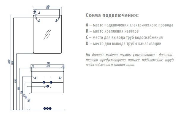 Зеркало-шкаф AQUATON Америна 60, правое, белый (1A135302AM01R)