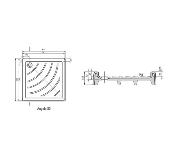 Душевой поддон Ravak ANGELA-80 PU белый