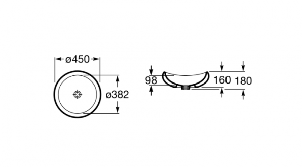 Раковина Roca URBI 1 450х382х180 мм., накладная, белая (7.3272.2.500.0)