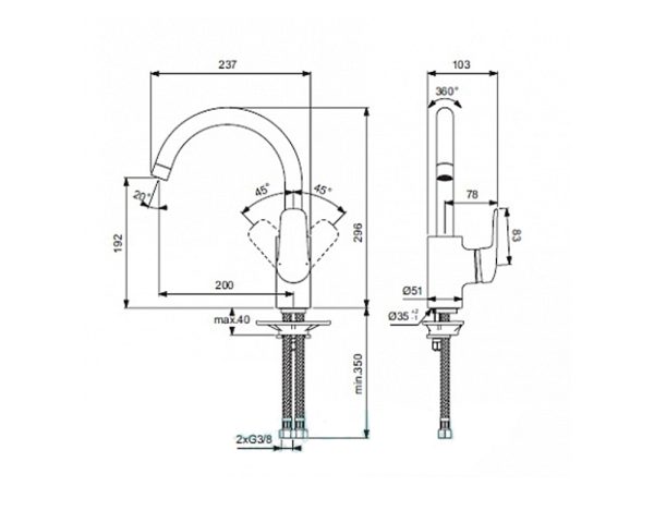 Смеситель для кухни Ideal Standard Ceraflex