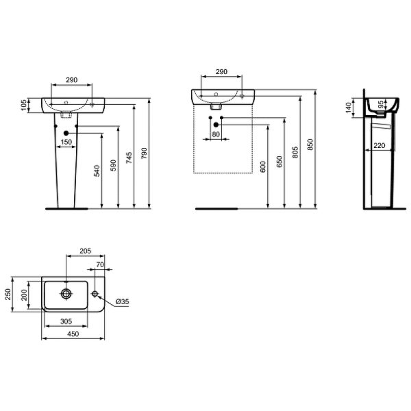 Раковина Ideal Standard I.Life S 45 R белый (T458601)