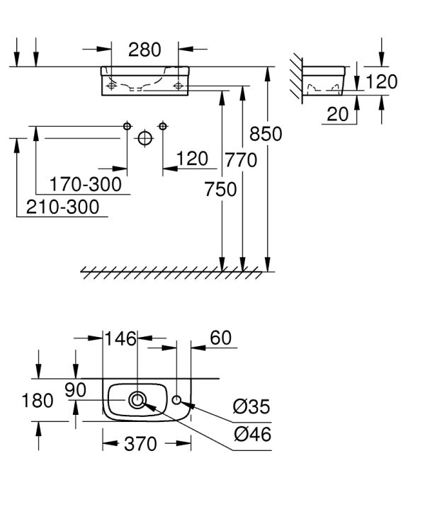 Раковина Grohe Euro Ceramic 37 Белая (39327000)