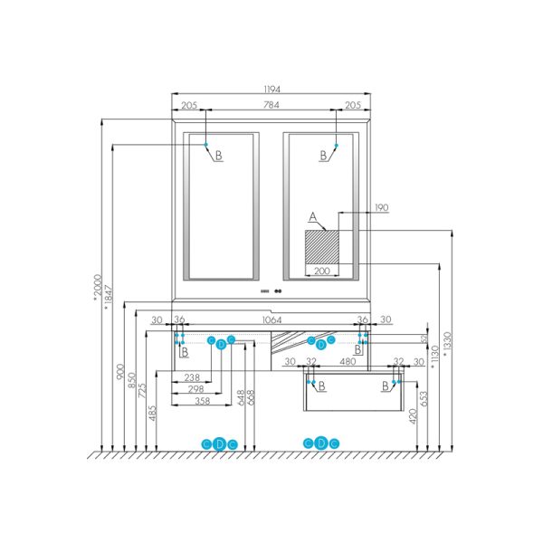 Зеркало AQUATON Сакура 120 с двумя зонами подсветки (1A249702SKW80)