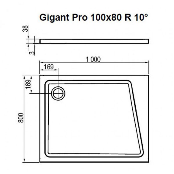 Душевой поддон из искусственного камня Ravak 10° Gigant Pro 100х80 Белый (XA05A40101P)