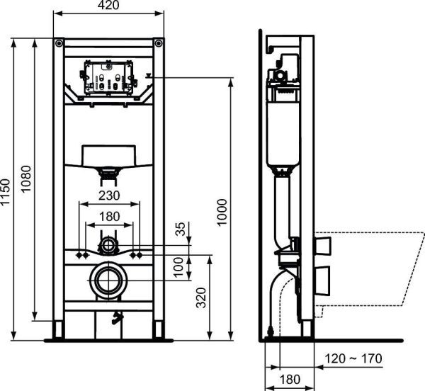 Комплект Ideal Standard Prosys i.life A (унитаз+инсталляция) I001601