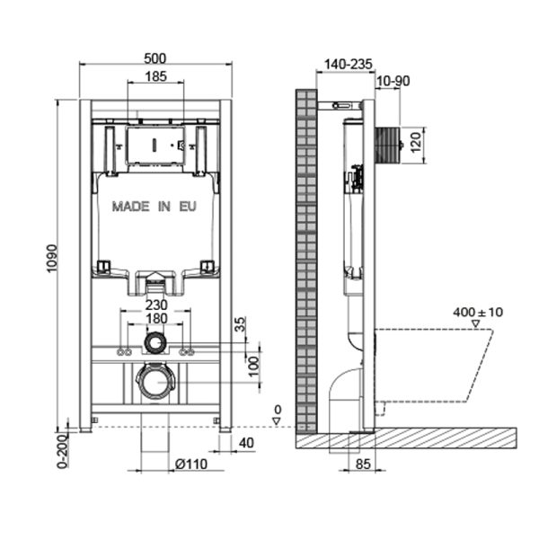 Инсталляция OLI 80 ECO Sanitarblock mechanic черн. (886914)