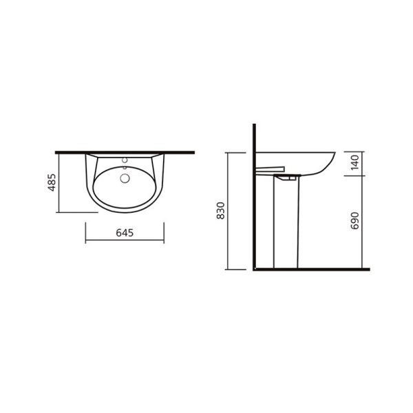 Раковина Sanita Luxe Classic 64,5, белая CLCSLWB01