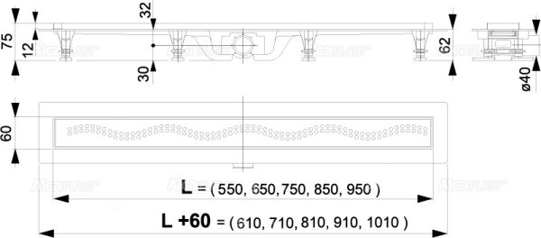 Душевой лоток Alcadrain Simple с решеткой хром (APZ8-750M)