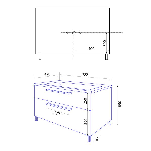 Комплект Тумба Azario Ника 80 Н 800х470х850 напольная, с раковиной Monte 80 (CS00082789)