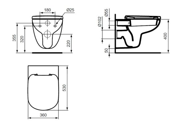 Унитаз подвесной Ideal Standard Tempo без сиденья, белый (T331101)