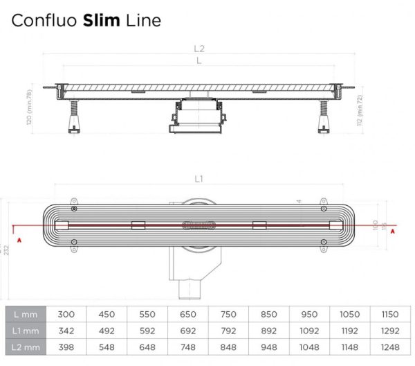 Душевой лоток Pestan Confluo Slim Line 850