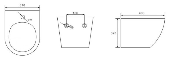 Биде подвесное Azario Grado 480*370*325 черный (AZ-0046)