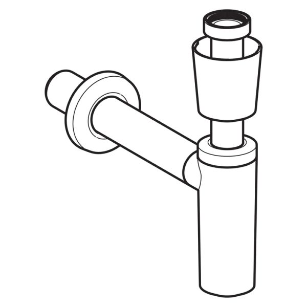 Сифон для раковин Geberit бутылочный, с клапанной розеткой, горизонтальный выпуск: d=32мм, G=1 1/4",