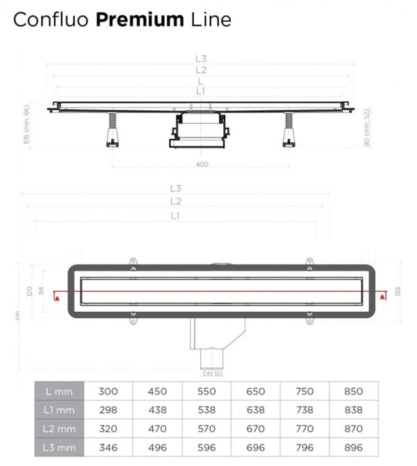 Душевой лоток Pestan Confluo Premium Line 950