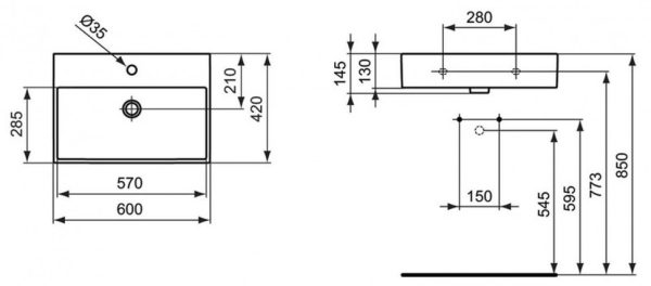 Раковина Ideal Standard STRADA 60 см, белая