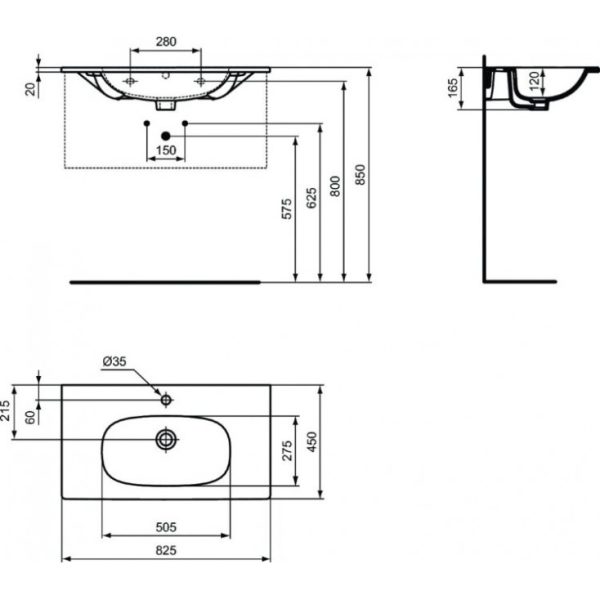 Раковина Ideal Standard Tesi 82,5х45 см, черная