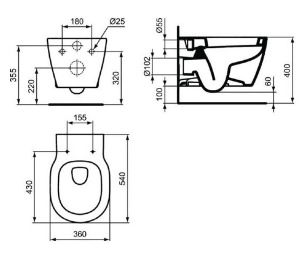 Унитаз подвесной Ideal Standard Connect безободковый