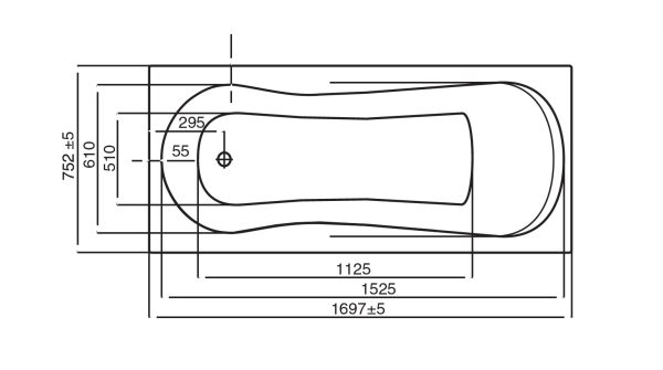 Ванна акриловая Roca UNO прямоугольная 170x75x50