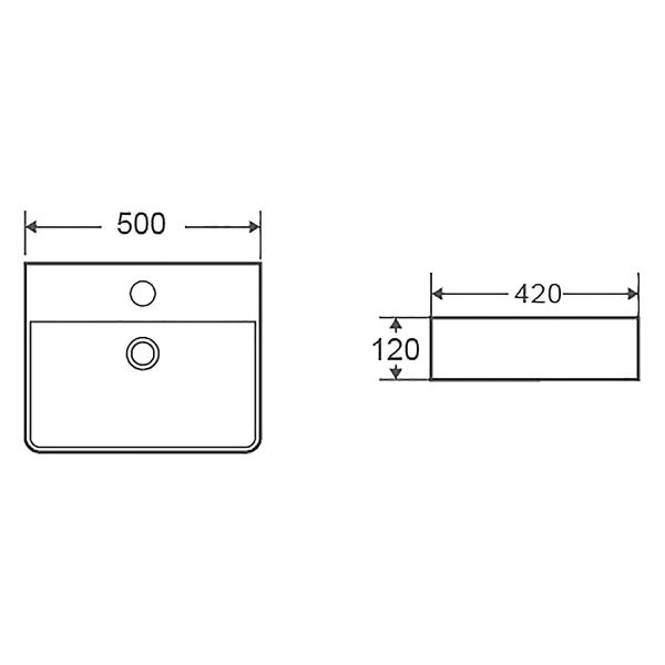 Раковина накладная Azario 500х420х120 прямоугольная, белый