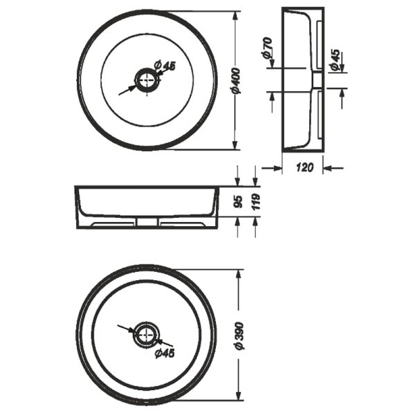 Раковина Sanita Luxe Best Slim, накладная, белая (BST40SLWB01S)