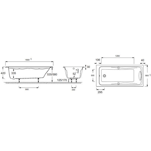 Ванна акриловая Jacob Delafon Odeon Up 180x80 прямоугольная,белая (E6048RU-00)