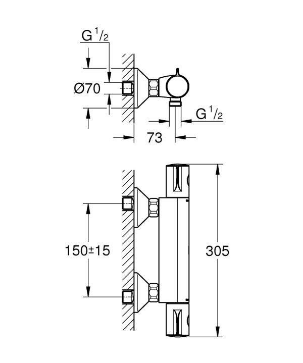 Смеситель для душа Grohe Grohtherm 800 с термостатом Хром (34558000)