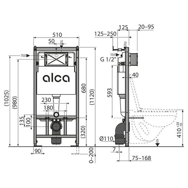 Сет инсталляция Alсa AM101/1120-4:1 RU M571-0001 + унитаз Grado AZ-0046N с сиденьем микролифт