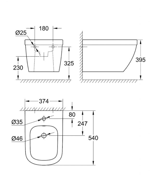 Биде подвесное Grohe Euro Ceramic Альпин-белое (39208000)